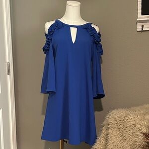 Blue Cold Shoulder Dress